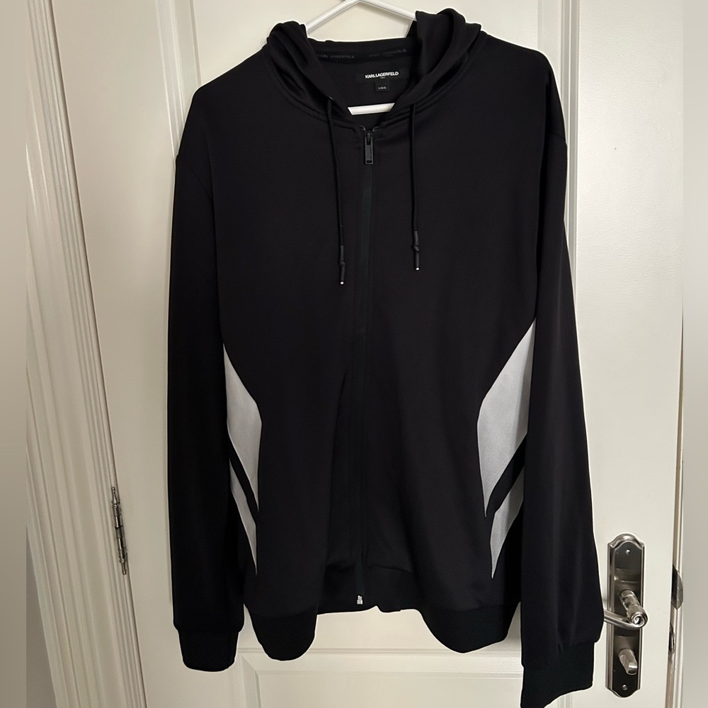 Black Karl Lagerfeld Zip-Up Hoodie size large